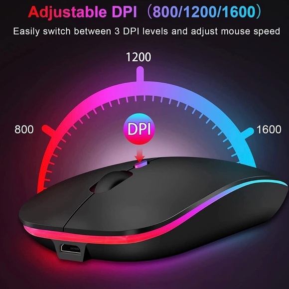 Brand New RGB Wireless Mouse LED Gaming Mouse Bluetooth Rechargeable - Picture 12 of 14